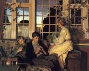 维果 佩德森 : A Mother and Children by a Window at Dusk